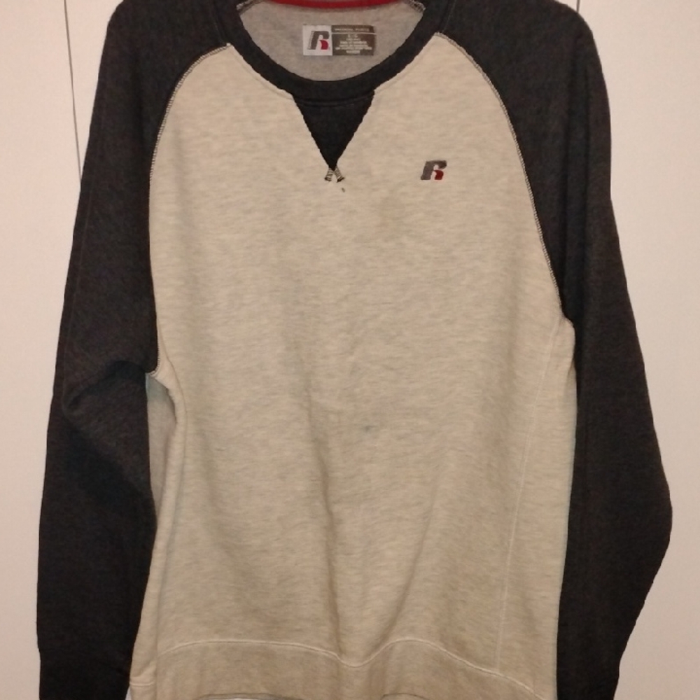 Russell Athletic Two-Tone Raglan Crewneck Sweatshirt - Cream & Charcoal